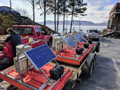 Blue CoLab monitoring stations loaded on a trailer